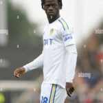 leeds-uniteds-darko-gyabi-during-the-pre-season-friendly-match-at-the-lner-community-stadium-york-picture-date-saturday-july-22-2023-2RDNXDD